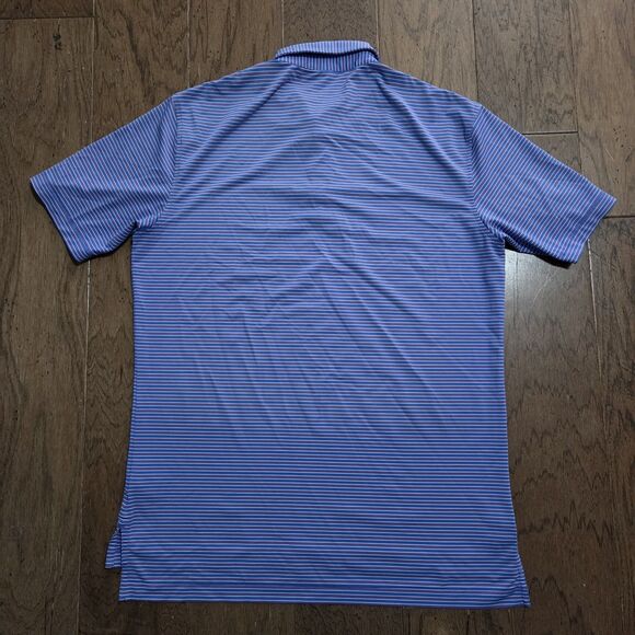 Peter Millar Summer Comfort Polo Medium Blue Striped Performance Golf Stretch - Picture 5 of 8